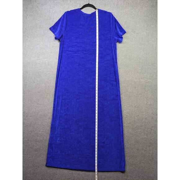 Citiknits Maxi Dress Womens XL Stretchy Pullover Minimal Slinky Full Long Cobalt - Picture 15 of 16